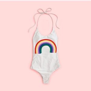 Silver One Piece Rainbow Swimsuit Lolli Swim